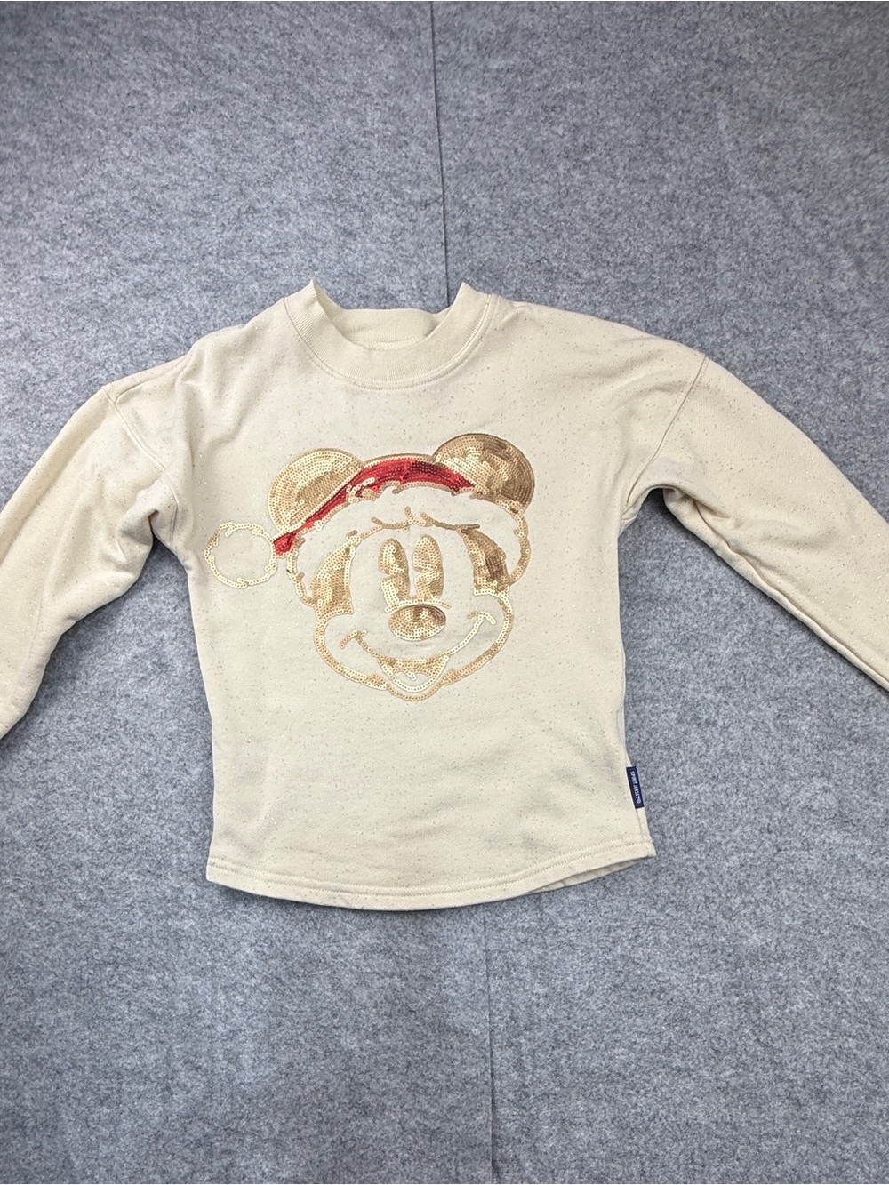 Mickey Christmas Sweatshirt Disney Spirit Jersey XS 4 Kids Gold Sequin Sparkle
